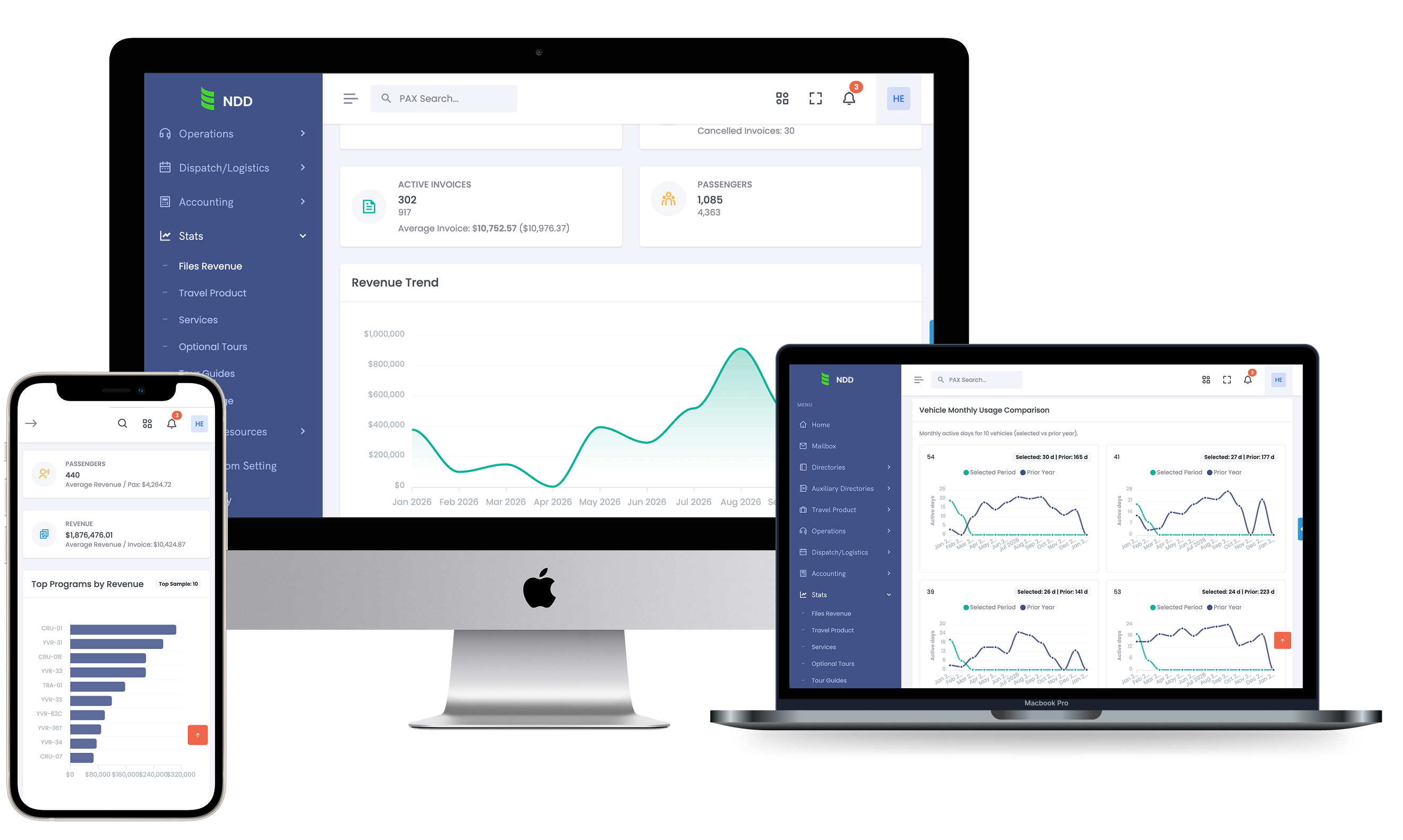 Custom managed platform interface screenshot